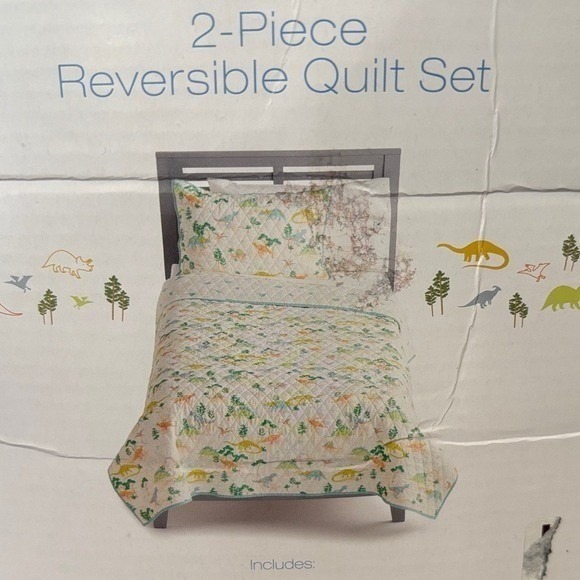 The Big One Kids Dinosaur 2 Piece Reversible Quilt Set Twin/ Twin XL NWT - Picture 2 of 12